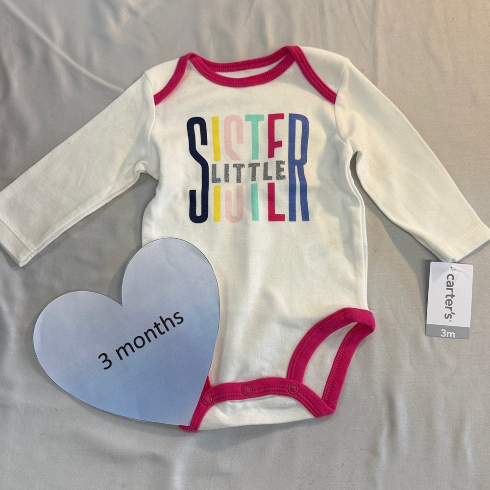 Carter's - Cream and Pink 'Little Sister' Onesie
